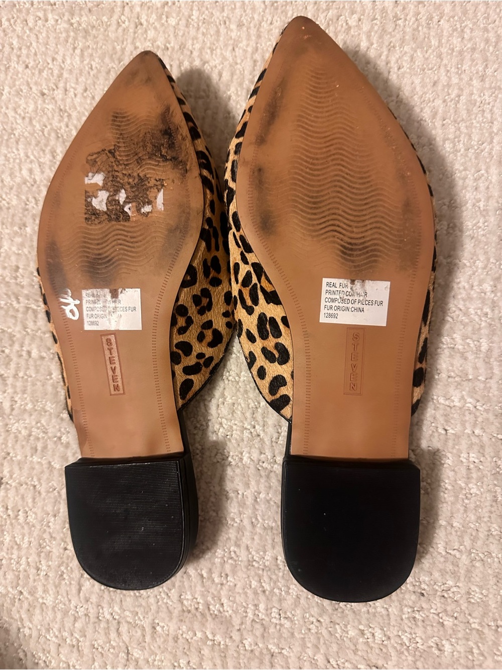 Steven By Steve Madden Leopard Print Pointed Mules in Tan and Black - Picture 6 of 6